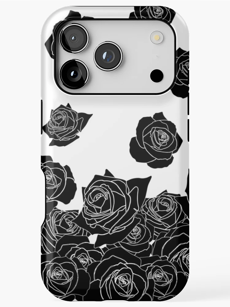 Thumbnail 1 of 4, iPhone Case, Simple Black Roses Pattern designed and sold by ArtformDesigns.