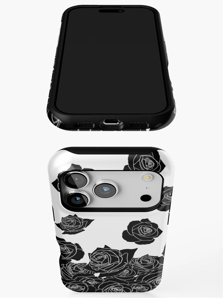 Thumbnail 3 of 4, iPhone Case, Simple Black Roses Pattern designed and sold by ArtformDesigns.