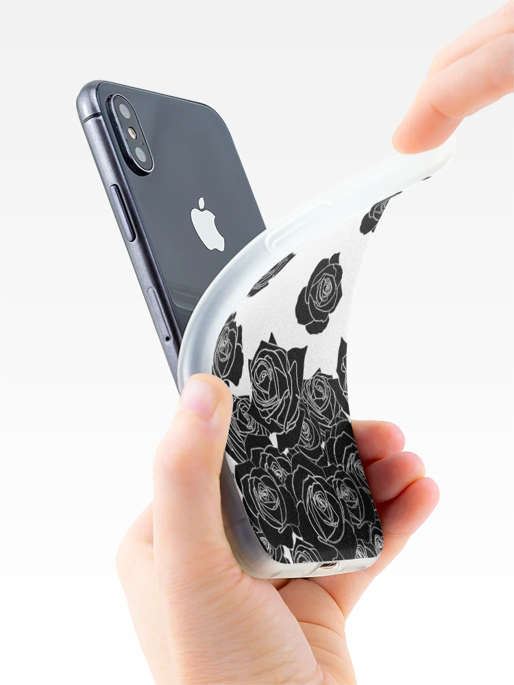 Thumbnail 4 of 5, iPhone Case, Simple Black Roses Pattern designed and sold by ArtformDesigns.