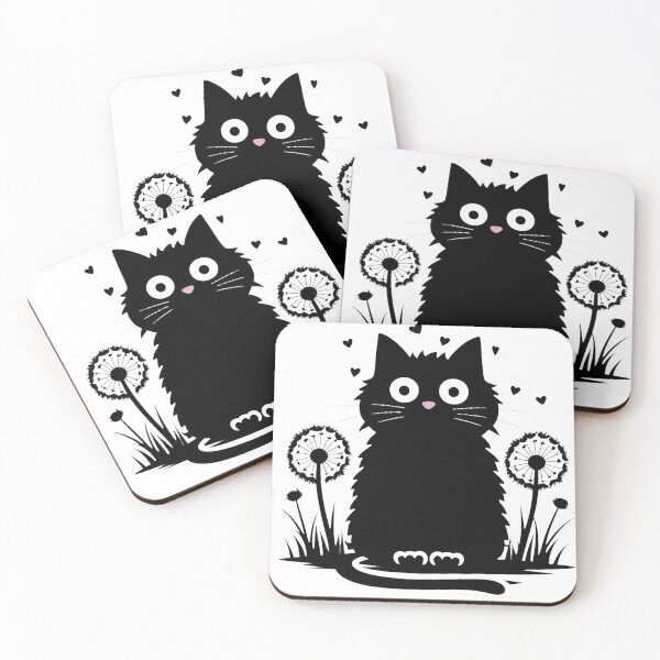 Item preview, Black Puffy Cat in Garden Dandelion Lovers Flowers Plants Gardener Purr Play With Cat designed and sold by Cr320.