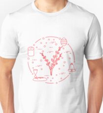 Easter cake, willow branches, bell, bowl, egg. Unisex T-Shirt