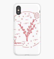 Easter cake, willow branches, bell, bowl, egg. iPhone Case/Skin