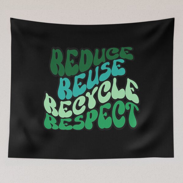 Item preview, REDUCE REUSE RECYCLE RESPECT Earth Day save the planet retro wavy text design designed and sold by Jt41.
