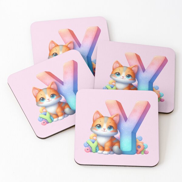 Item preview, Cute Cat Rainbow Letter Y designed and sold by NettiesWallArt.