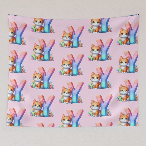 Item preview, Cute Cat Rainbow Letter Y designed and sold by NettiesWallArt.