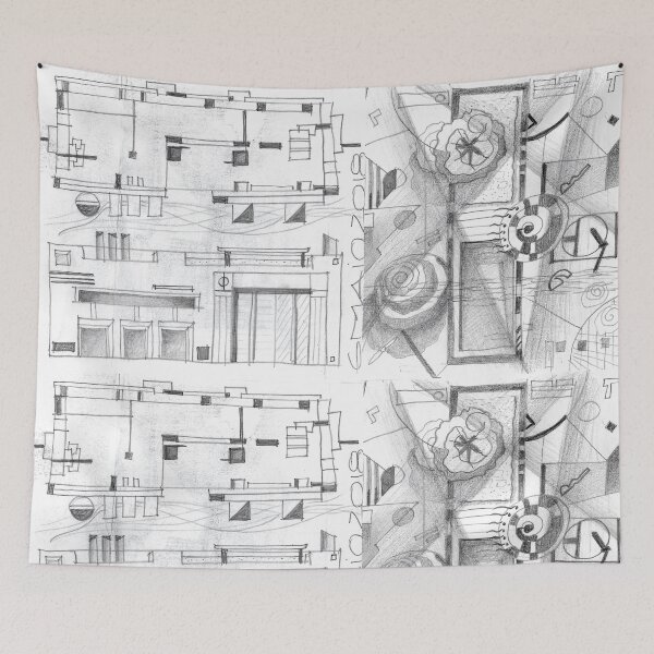 Item preview, house abstract and garden designed and sold by Tereza Pilar  Art.