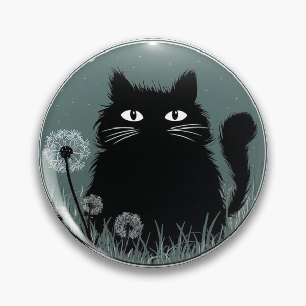 Item preview, Black Puffy Cat in Garden Dandelion Lovers Flowers Plants Gardener Purr Play With Cat designed and sold by Cr320.