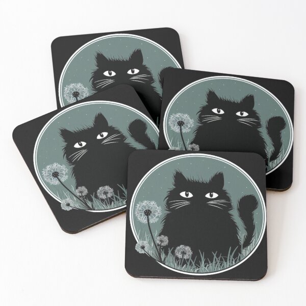 Item preview, Black Puffy Cat in Garden Dandelion Lovers Flowers Plants Gardener Purr Play With Cat designed and sold by Cr320.