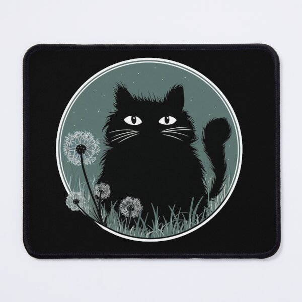 Item preview, Black Puffy Cat in Garden Dandelion Lovers Flowers Plants Gardener Purr Play With Cat designed and sold by Cr320.
