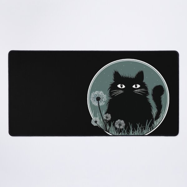 Item preview, Black Puffy Cat in Garden Dandelion Lovers Flowers Plants Gardener Purr Play With Cat designed and sold by Cr320.