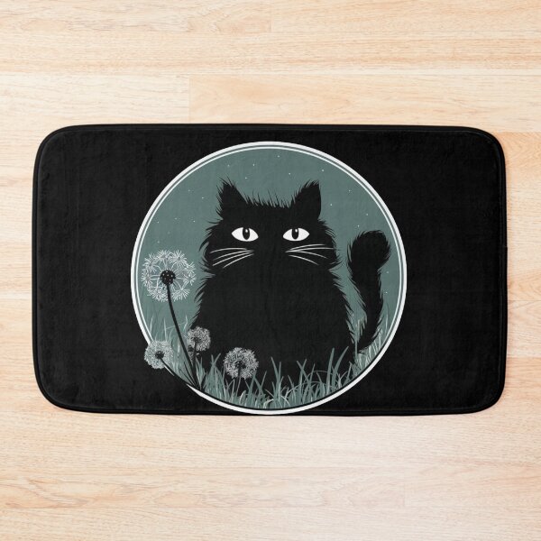 Item preview, Black Puffy Cat in Garden Dandelion Lovers Flowers Plants Gardener Purr Play With Cat designed and sold by Cr320.