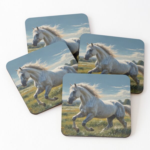 Item preview, Beautiful white horse in the green meadow designed and sold by digoarpi.