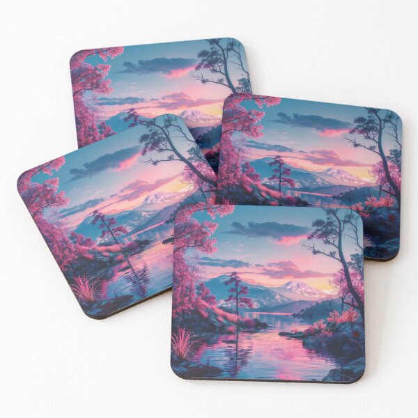Item preview, Neon Blossoms: Tranquil Nights in Japanese Mountain Landscape designed and sold by Mullet Monkey.