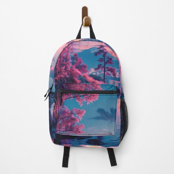 Item preview, Neon Blossoms: Tranquil Nights in Japanese Mountain Landscape designed and sold by Mullet Monkey.