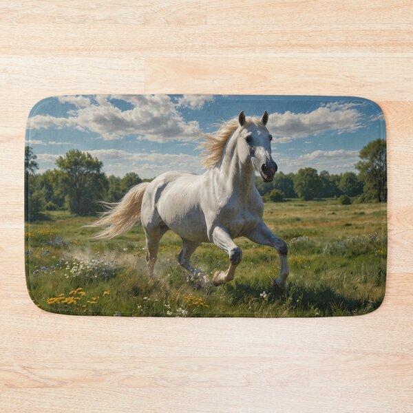 Item preview, Beautiful white horse in the green meadow designed and sold by digoarpi.