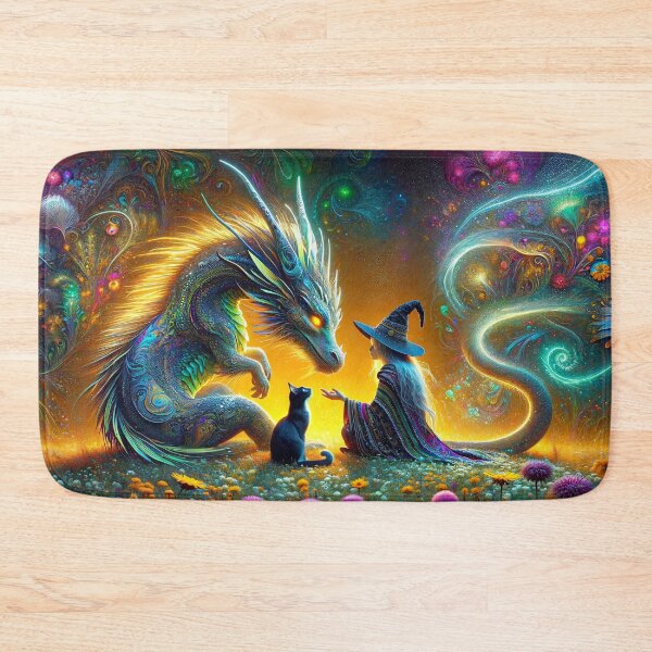 Item preview, Interstellar Magic - The Cosmic Dance of Witch and Dragon designed and sold by leyfinder.