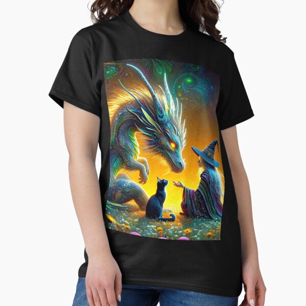 Item preview, Interstellar Magic - The Cosmic Dance of Witch and Dragon designed and sold by leyfinder.