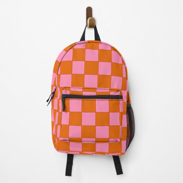 Vista previa del artículo con la obra «Rejilla cuadrada pequeña de cuadros rosa y naranja», diseñado y vendido por OneThreeSix.