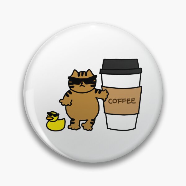 Item preview, a Cat and a Duck leaning against the paper cup of coffee designed and sold by superbaechoo.
