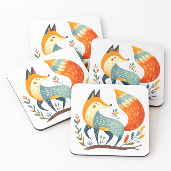 Item preview, Scandinavian Folk Art animal - Elegant Fox designed and sold by FOLK ART FUSION by heidiannemorris.