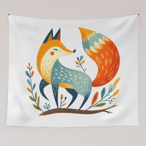 Item preview, Scandinavian Folk Art animal - Elegant Fox designed and sold by FOLK ART FUSION.