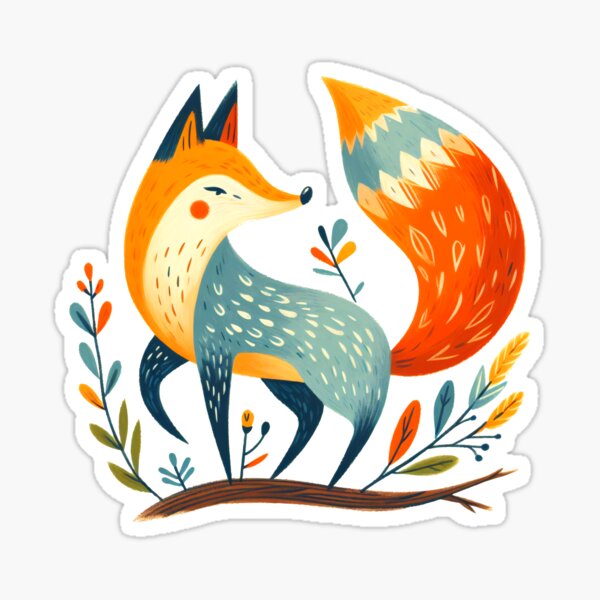 Item preview, Scandinavian Folk Art animal - Elegant Fox designed and sold by FOLK ART FUSION by heidiannemorris.
