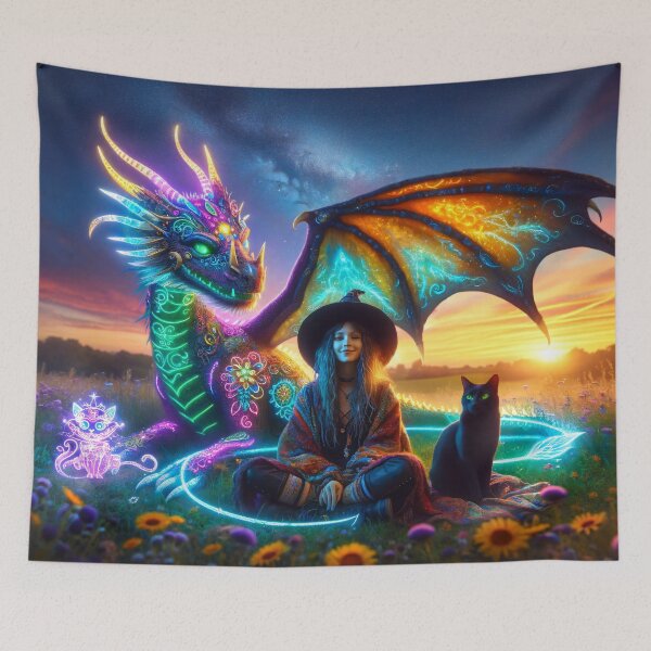Item preview, Copy of Interstellar Magic - The Cosmic Dance of Witch and Dragon designed and sold by leyfinder.