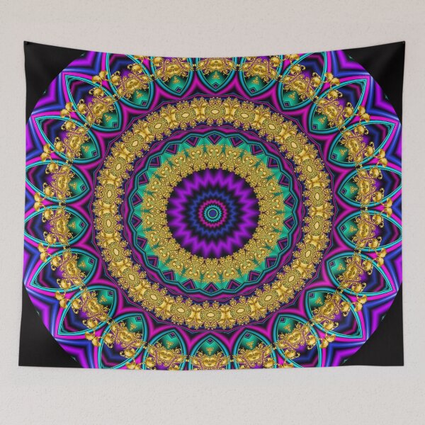 Item preview, Golden Teal Fractal Mandala Five designed and sold by Warren Paul Harris.
