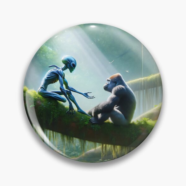 Item preview, Interstellar Dialogue - An Alien and Ape Encounter designed and sold by leyfinder.