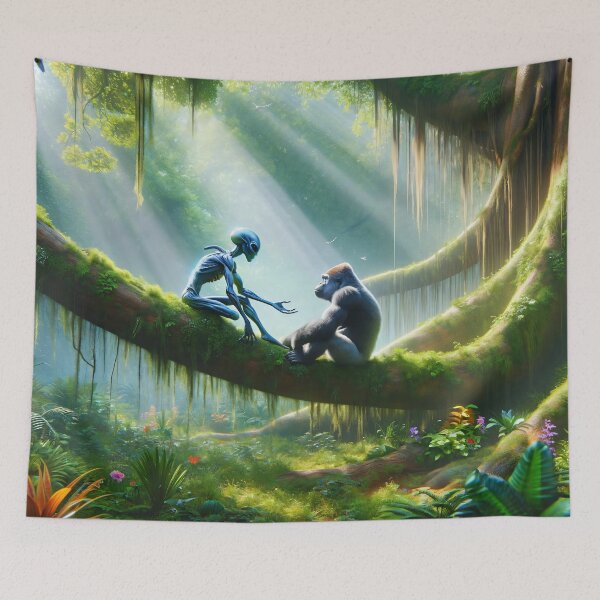 Item preview, Interstellar Dialogue - An Alien and Ape Encounter designed and sold by leyfinder.