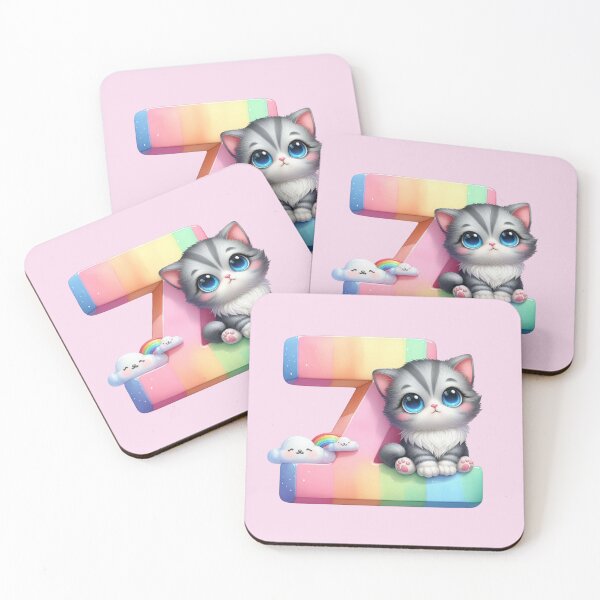 Item preview, Cute Cat Rainbow Letter Z designed and sold by NettiesWallArt.