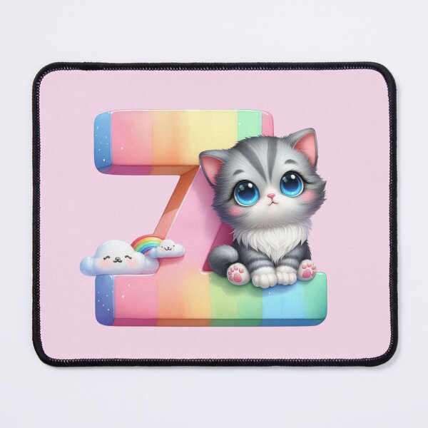 Item preview, Cute Cat Rainbow Letter Z designed and sold by NettiesWallArt.