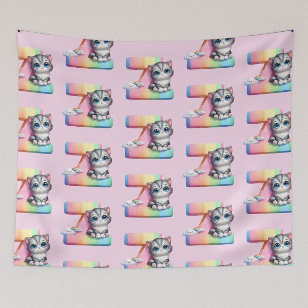 Item preview, Cute Cat Rainbow Letter Z designed and sold by NettiesWallArt.