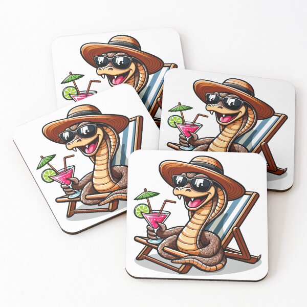Item preview, funny cute cobra drinking a cocktail on the beach,radiate positivity designed and sold by orthodox-icon.