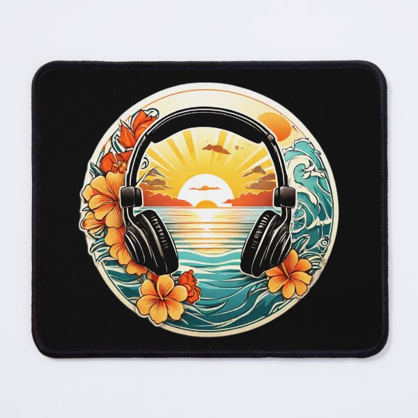 Item preview, Stereo Headphones at Sunset on a Hawaiian Beach with Orchids designed and sold by NautiChic.