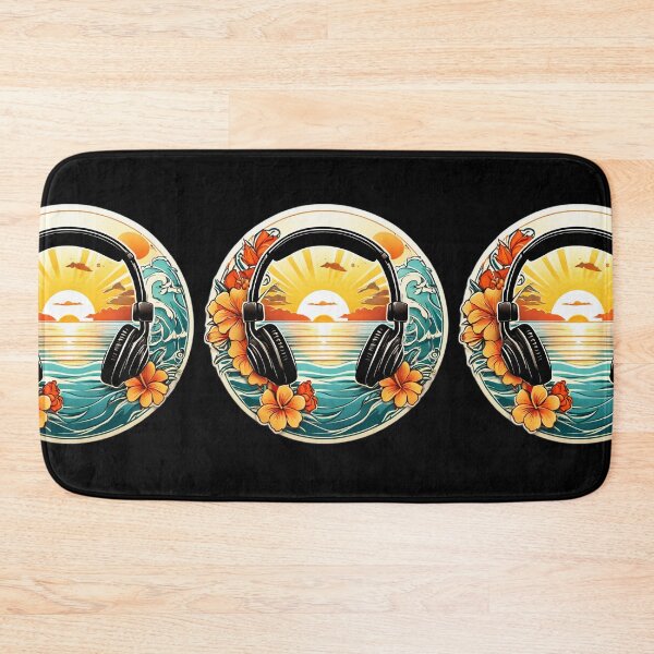 Item preview, Stereo Headphones at Sunset on a Hawaiian Beach with Orchids designed and sold by NautiChic.