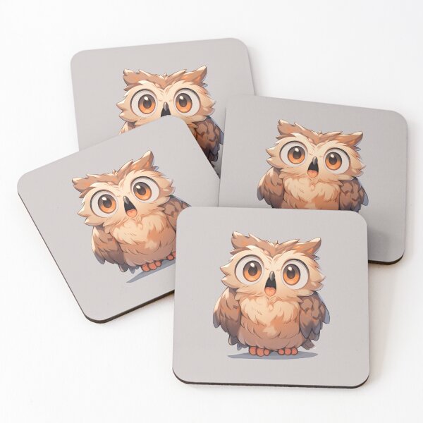 Item preview, Cute Kawaii Surprised Anime Owl designed and sold by CozyKawaiiArt.