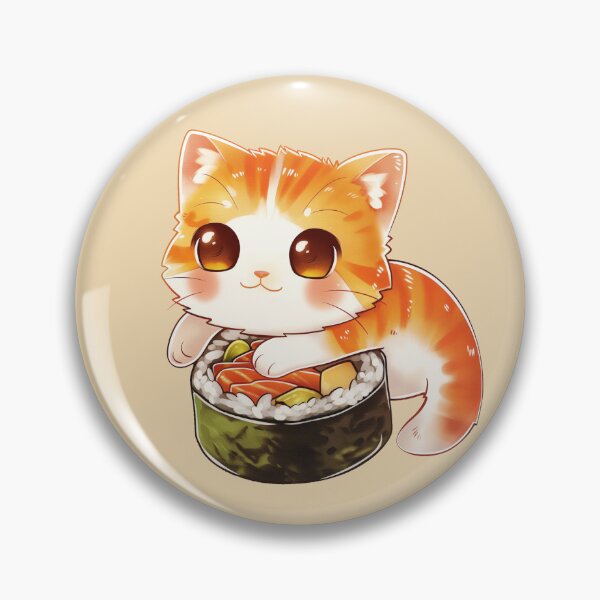 Artikelvorschau, Sushi-Rolle Kätzchen Japan orange weiße Katze mit Schleife und Blume süß entworfen und verkauft von TankandDPS.