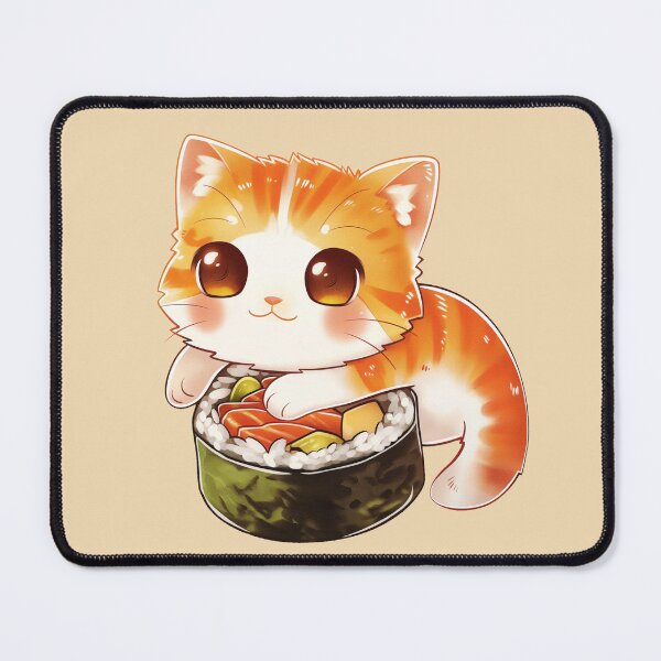 Artikelvorschau, Sushi-Rolle Kätzchen Japan orange weiße Katze mit Schleife und Blume süß entworfen und verkauft von TankandDPS.