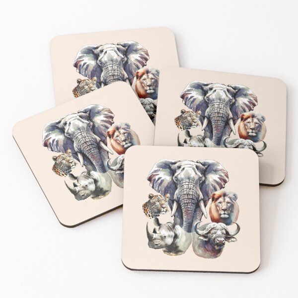 Item preview, Big Five Africa Wildlife in Watercolor for Wildlife Fans designed and sold by Scotch Macaskill.