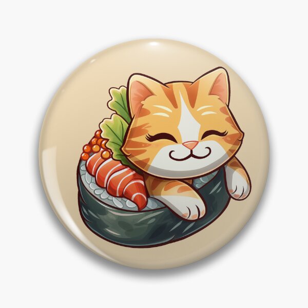 Artikelvorschau, Sushi-Rolle Kätzchen Japan japanische orange weiße Katze mit Schleife und Blume süß entworfen und verkauft von TankandDPS.