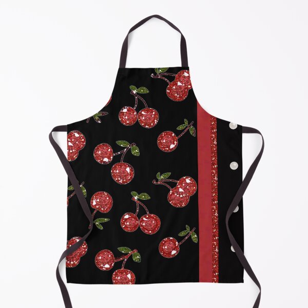 Item preview, Red Cherries on Black with Pearls designed and sold by Lee Hiller Designs.