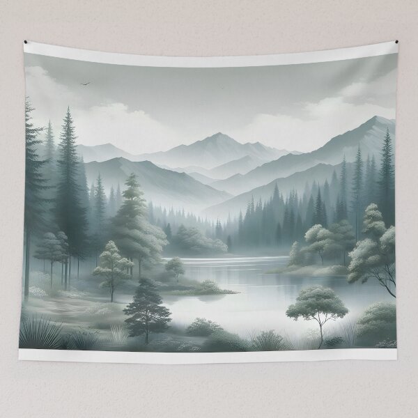 Item preview, Mountain & Woodland Mist - Rustic Home Deco designed and sold by PandaTShirtShop.