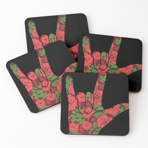 Item preview, I Love You ASL Floral Hand Symbol designed and sold by darkskydelights.