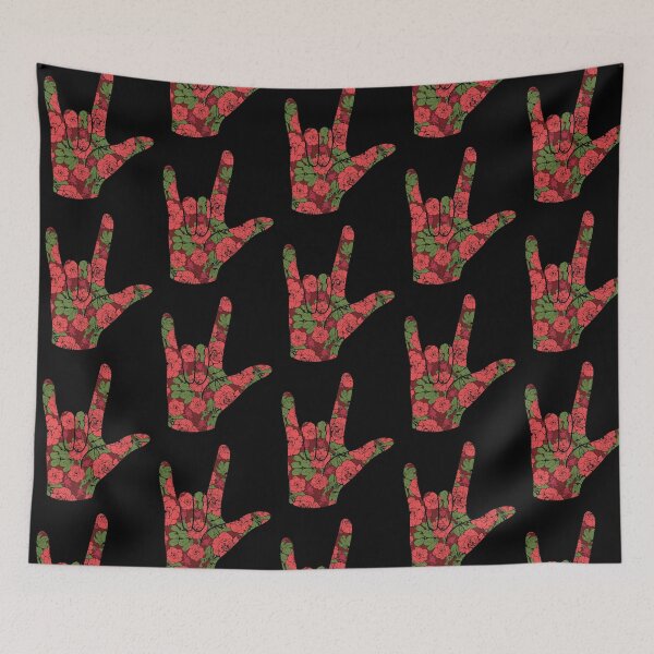 Item preview, I Love You ASL Floral Hand Symbol designed and sold by darkskydelights.
