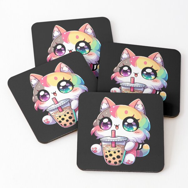 Item preview, Cat Tea Bubble Tea Anime Kawaii Nako Milktea designed and sold by Artistoos.