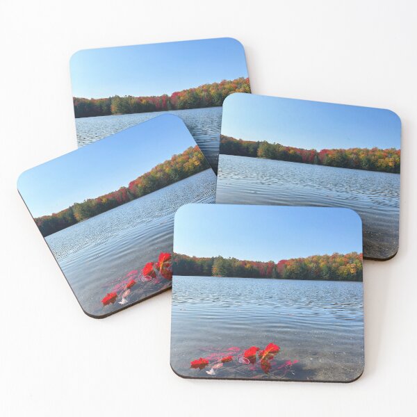 Item preview, Red leaves floating in pond designed and sold by ClarissaFlora.