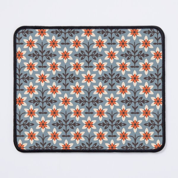 Item preview, KF 0229 D - Vintage Retro Daisy 70s Floral Pattern in Blue Red designed and sold by KhakiFinch.