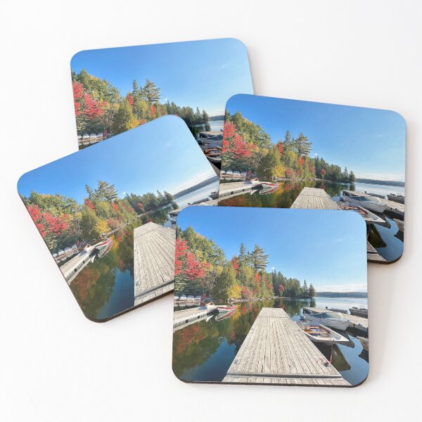 Item preview, Sunny boat dock on a fall day designed and sold by ClarissaFlora.