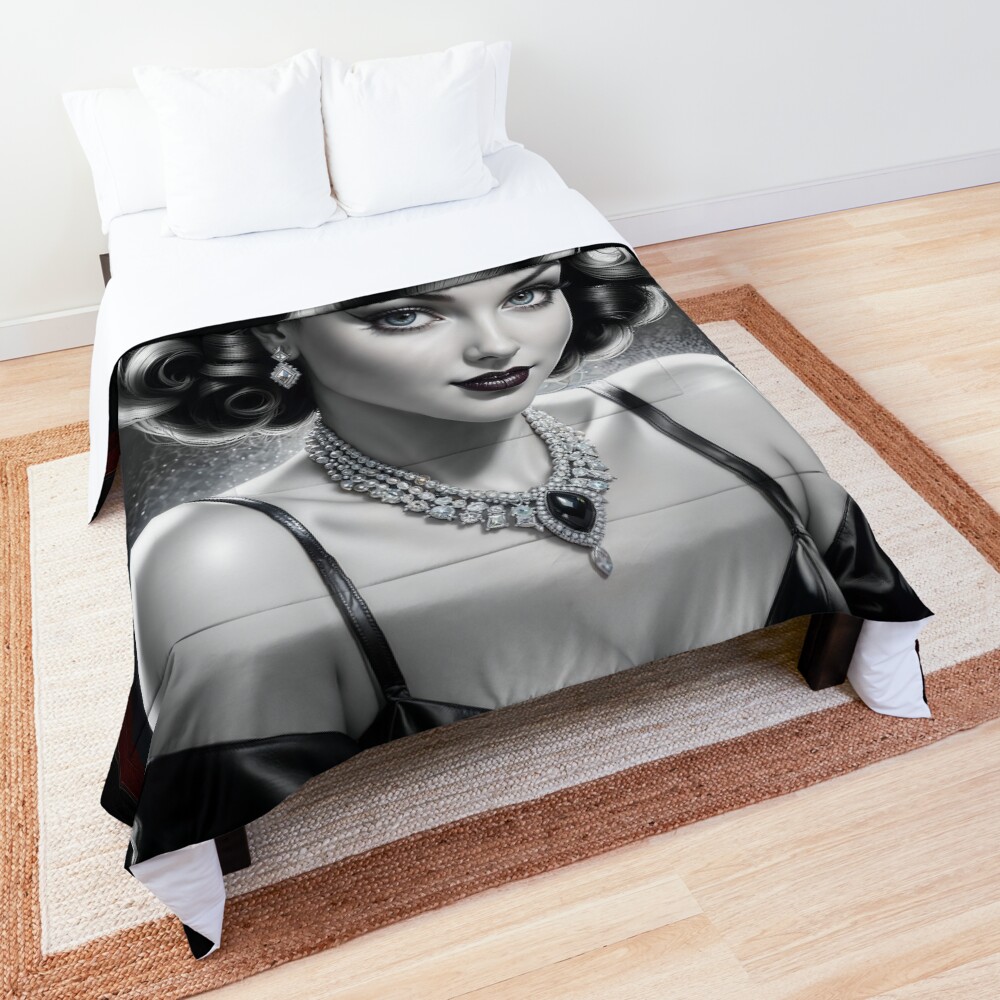 You Will Not Regret Coming With Me Mesmerizing AI Concept Art Femme Fatale Portrait by Xzendor7 Decorative Comforter